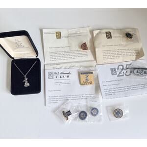 Vintage 1990 Hummel Club Sterling Silver Pendant Boy With Umbrella & Pins T66